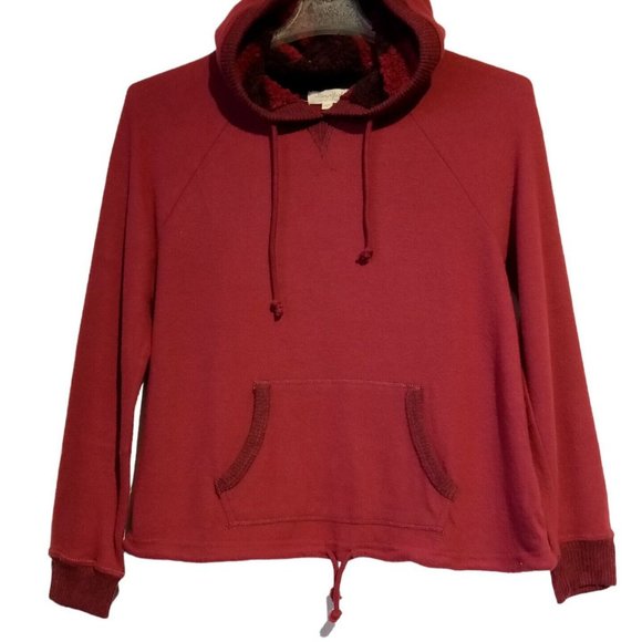 ULTRA FLIRT Womens Pink Ribbed Tie Drawstring Pocketed Long Sleeve Hoodie Top